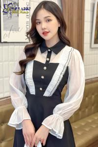 Váy Đầm Chữ A Dáng Dài Phối Tay Phối Thân Phong Cách Hàn Quốc