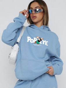 Áo Hoodie Unisex Chất Nỉ Nhung In Nhiệt Thuỷ Thủ Popeye Phom Rộng Cho Cả Nam Và Nữ