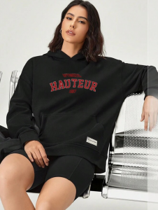 Áo Hoodie Unisex Chất Nỉ Nhung In Nhiệt Chữ Hauteur Phom Rộng Cho Cả Nam Và Nữ